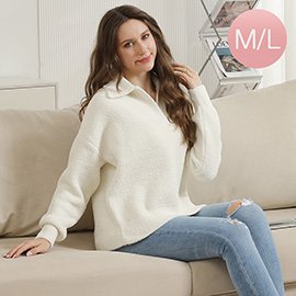 Medium/Large - Solid Collar Pullover Sweater