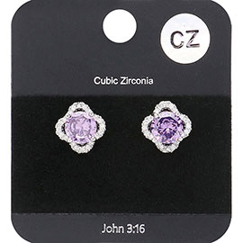 Cubic Zirconia Floral Stud Earrings