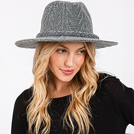 Chenille Pattern Fedora Hat with Braided Band