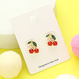 Stone Cluster Cherry Stud Earrings