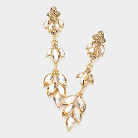 Marquise Stone Cluster Embellished Link Dropdown Evening Earrings