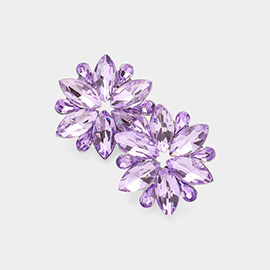 Marquise Stone Cluster Flower Evening Earrings