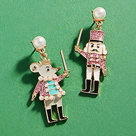 Enamel Nutcracker Mouse King Dangle Earrings