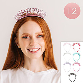 12PCS - Glittered HAPPY BIRTHDAY Message Headbands