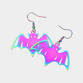 Metallic Metal Cutout Bat Dangle Earrings