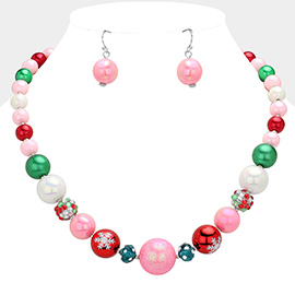 Christmas Beads Beaded Necklace