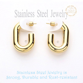 18K Gold Dipped Stainless Steel Mini Oval Hoop Earrings