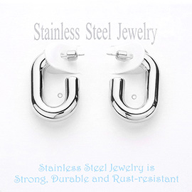 Stainless Steel Mini Oval Hoop Earrings