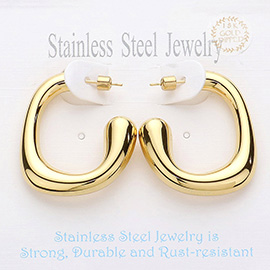 18K Gold Dipped Abstract Stainless Steel Hoop Earrings
