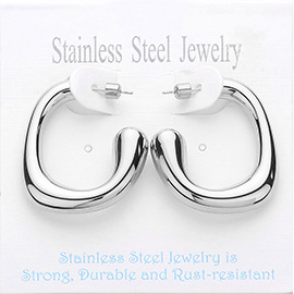 Abstract Stainless Steel Hoop Earrings