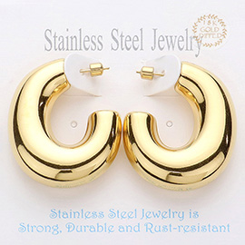 18K Gold Dipped Chunky Stainless Steel Hoop Earrings