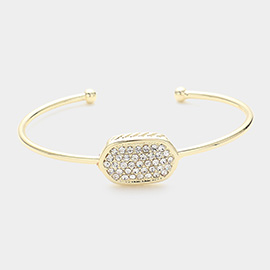 Stone Paved Hexagon Pointed Cuff Bracelet