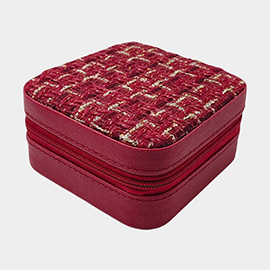 Tweed Square Portable Jewelry Box