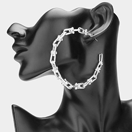 Metal Hardware Link Hoop Earrings