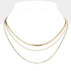 Multi Metal Layered Necklace