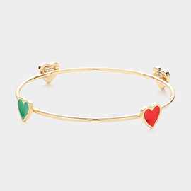Enamel Heart Pointed Bangle Bracelet
