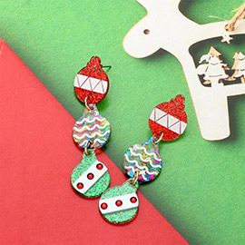 Glittered Resin Christmas Ornament Link Dropdown Earrings