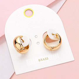 Brass Metal Bold Huggie Hoop Earrings