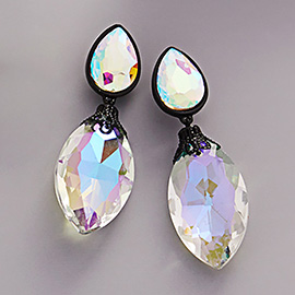 Teardrop Glass Stone Dangle Earrings