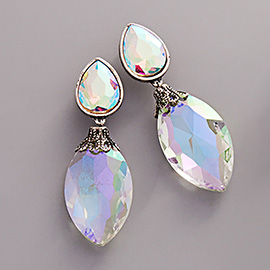 Teardrop Glass Stone Dangle Earrings