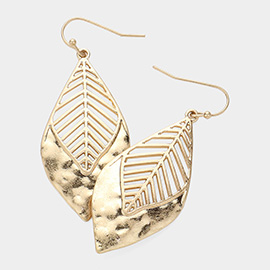 Metal Cutout Leaf Dangle Earrings