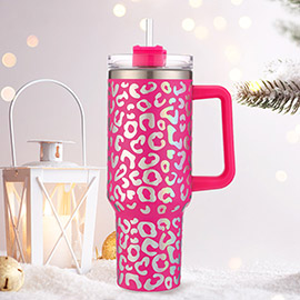 Leopard Patterned 40oz Stainless Steel Tumbler