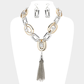 Metal Tassel Pointed Abstract Metal Statement Necklace