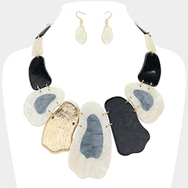 Celluloide Acetate Abstract Pebble Link Bib Necklace