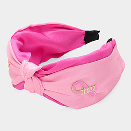 Enamel Pink Ribbon Pointed Knot Headband