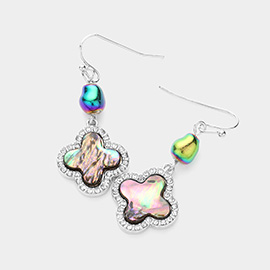 Abalone Quatrefoil Dangle Earrings