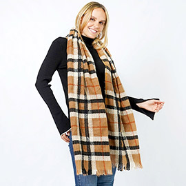 Plaid Lurex Oblong Scarf / Shawl