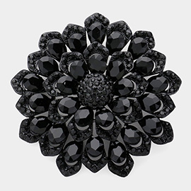 Glass Stone Embellished Flower Pin Brooch