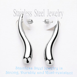 Stainless Steel Abstract Teardrop Earrings