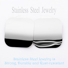 Stainless Steel Square Domed Stud Earrings