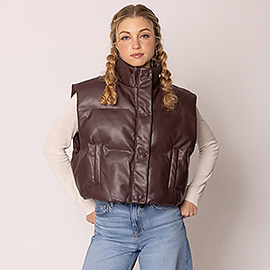 Faux Leather Padded Vest