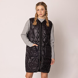 Solid Quilted Long Vest