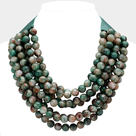 Chunky Acrylic Beaded Multi Layered Faux Leather Magnetic Necklace