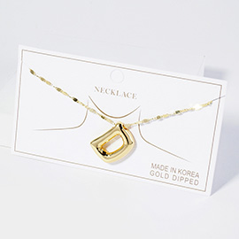 -D- Gold Dipped Metal Bubble Monogram Pendant Necklace