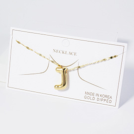 -J- Gold Dipped Metal Bubble Monogram Pendant Necklace