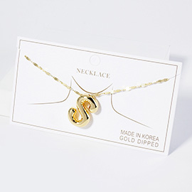 -S- Gold Dipped Metal Bubble Monogram Pendant Necklace