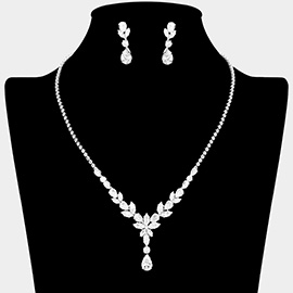 Teardrop CZ Stone Pointed Rhinestone Paved Necklace