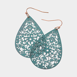 Metal Filigree Teardrop Dangle Earrings