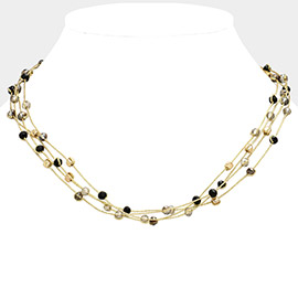 Faceted Beads Station Multi Layered Necklace