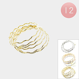 12 SET OF 6 - Metal Wavy Stackable Bangle Bracelets