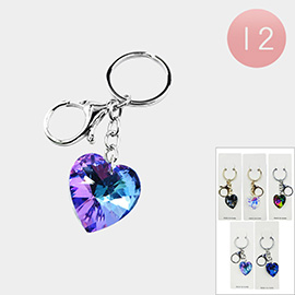 12PCS - Heart Stone Keychains