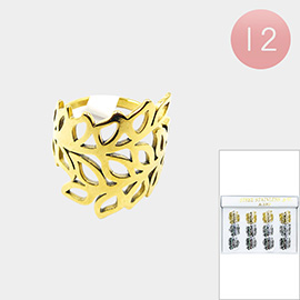 12PCS - Stainless Steel Leaf Rings