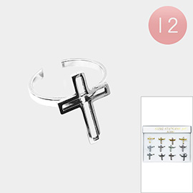 12PCS - Stainless Steel Cross Pointed Rings