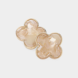 Celluloid Acetate Quatrefoil Stud Earrings