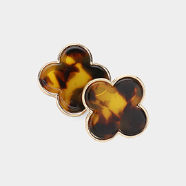 Celluloid Acetate Quatrefoil Stud Earrings