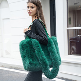 Soft Faux Fur Large Tote Bag / Shoulder Bag